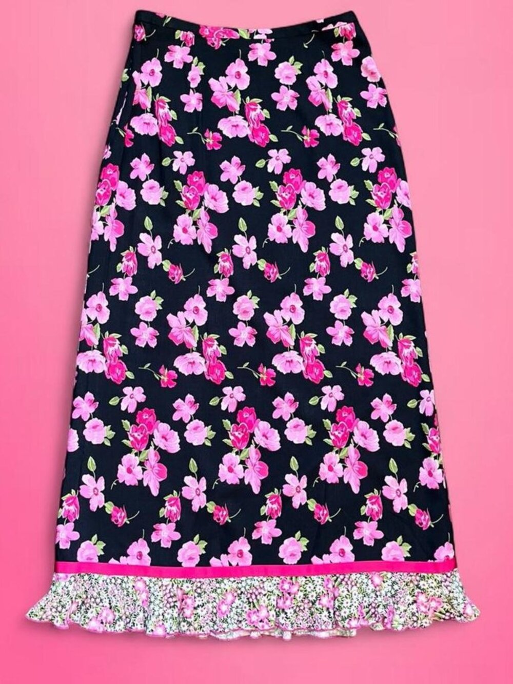 Vintage 90s Y2K Tribeca Studio ruffle floral maxi skirt